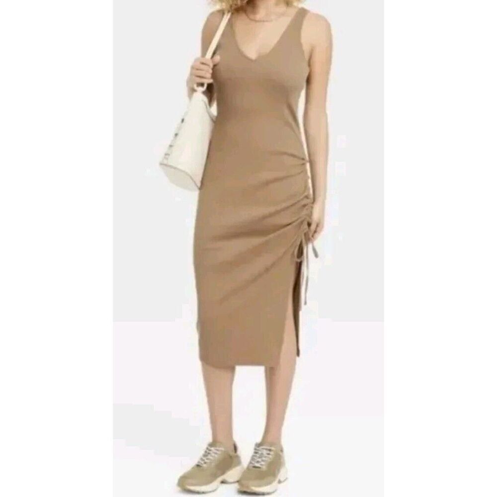 Women’s A New Day XXL Dress Brown Tank Ruched Side Sleeveless Midi NWT - Picture 8 of 10